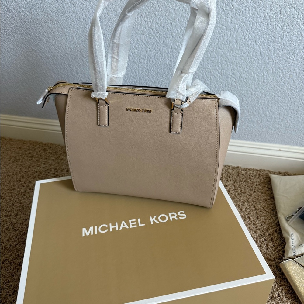 Michael Kors Beige Satchel Bag
